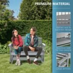 Patio Glider Bench w/ HDPE Slatted Double Rocking Chair, Light Gray - Image 4