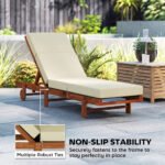 Set of 2 Chaise Lounge Cushion, 4" Thick Outdoor Lounge Chair Cushions with Ties for Patio, 21" x 72 ", Cream White - Image 6