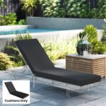 Chaise Lounge Cushion, 4" Thick Outdoor Lounge Chair Cushion with Ties for Patio, 21" x 72 ", Gray - Image 2