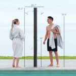 9.2 Gallon Slolar Heated Outdoor Shower with 2 Free-Rotating Shower Heads and Foot Showers for Poolside Beach Spa, 7.1ft - Image 3