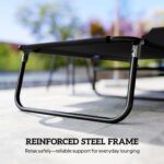 Folding Chaise Lounge Pool Chairs, Outdoor Sun Tanning Chairs with 5-Level Reclining Back, Steel Frame for Beach, Yard, Patio, Black - Image 7