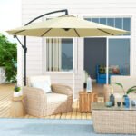 10' Cantilever Tilt Offset Patio Umbrella w/ UV & Water Safe Material & Cross Base (Weight Not Included) - Image 2