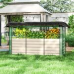 Galvanized Steel Planter Box with Crop Cage and Shade Cloth, Raised Garden Bed for Flowers, Veggies and Herbs, Beige - Image 2