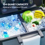 104 Quart Large Capacity Outdoor Cooler Cart, Patio Rolling Ice Chest with Bottle Opener Shelves Wheels, Gray - Image 4