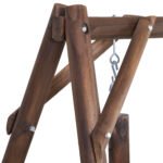 2-Seat Wooden Swing Bench, Ergonomic Design, 'A' Frame Construction, Stable and Non-Slip, Solid Wood Frame Log Garden Swing, for Outdoor and Indoor, Brown - Image 8