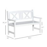2-Seater Wooden Garden Bench, 4FT Outdoor Patio Loveseat with Unique X-Shape Back for Yard, Lawn, Porch, White - Image 3