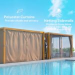 10' x 13' Outdoor Retractable Pergola w/ Sun Shade Louvered Top, Pergola w/ Canopy, Curtains, Netting - Image 5