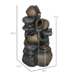 28.3" Solar Water Fountain, 4-Tier Resin Cascading Jars and Stacked Stones Outdoor Waterfall Fountain with LED Lights - Image 3