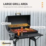30" Portable Charcoal Barbecue Grill with Wheels Outdoor Barbecue with Adjustable Charcoal Rack, Storage Shelf, for Garden Camping Picnic - Image 4