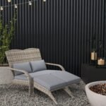 Wicker Adirondack Chair for 2 with Cushions & Footrests, PE Rattan Double Chaise Lounge Chair, Fire Pit Chair for Porch with Wide Armrests, High-back, Gray - Image 2