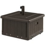 3-in-1 Outdoor Umbrella Base with Wheels and Handles, End Table, Flower Box Planter with Hole, 175 lbs. Capacity - Image 9