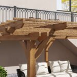 12' x 16' Outdoor Pergola Grape Trellis, Wood Gazebo for Climbing Plants at Garden, Patio, Backyard, Deck, Brown - Image 8