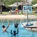 Poolside Basketball Hoop Stand, 36.5"-48.5" Height Adjustable Portable Hoop System w/ Clear Backboard & Fillable Base for Whole Family, Blue, Black, Red - Image 2