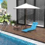 Folding Chaise Lounge Chair, Pool Sun Tanning Chair, Outdoor Lounge Chair with Reclining Back, Breathable Mesh Seat, Headrest for Beach, Yard, Patio, Blue - Image 2