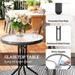 3 Pieces Bistro Set, Small Patio Furniture Set with Stackable Chairs and Glass Table for Backyard, Balcony, Gray - Image 7