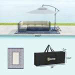 Reversible Outdoor Rug, Waterproof Plastic Straw with Carry Bag, 9' x 12', Blue & White Gourd Border - Image 3