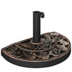 20lbs Half Round Patio Umbrella Base Outdoor Decorative Resin Parasol Stand Holder for Φ1.5", Φ1.9" Pole, for Lawn, Deck, Backyard, Garden