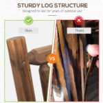 2-Person Wood Rocking Chair with Log Design, Heavy Duty Loveseat with Wide Curved Seats for Patio, Backyard, Garden, Walnut - Image 7