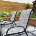 Set of 4 Outdoor Dining Chairs, Stackable Patio Chairs with High Back, Breathable Mesh Seat for Garden Lawn, Mixed Gray - Image 7