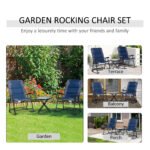 3 Piece Outdoor Folding Rocking Chair and Table Set - Blue and Gray - Image 4