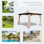 10' x 12' Outdoor Gazebo with Netting, Patio Gazebo Canopy with 2-Tier Soft Top Roof and Steel Frame for Lawn, Garden, Backyard and Deck - Image 7
