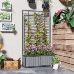 Wooden Raised Garden Bed with Trellis, Removable Pots, for Backyard, Patio, Balcony, 29" x 11" x 52", Gray - Image 7
