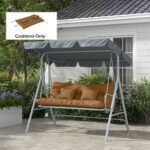 59" Tufted Bench Cushions & Throw Pillows, Replacement Bench Seat Pad, Back & 2 Pillows for Outdoor Furniture, Tan - Image 2