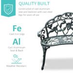 Outdoor Bench, Cast Aluminum Outdoor Furniture, Metal Bench with Floral Rose Accent & Antique Finish, Green - Image 4