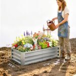 Galvanized Raised Garden Bed, 4' x 2' x 1' Metal Planter Box, for Growing Vegetables, Flowers, Herbs, Succulents, Silver - Image 3