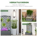 46" Wooden Planter with Trellis, Raised Garden Bed to Grow Vegetables, Herbs, Flowers for Backyard, Patio, Gray - Image 4