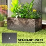 Metal Planter Box with Trellis, 71" Tall Raised Garden Bed with Privacy Screen and Drainage Holes, Banana-Leaf Cut-Outs - Image 6