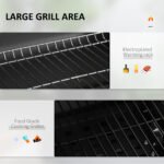 Charcoal BBQ Grill and Smoker Combo Outdoor Portable Trolley Camping Picnic Backyard with Side Shelf, Black - Image 4