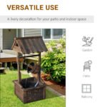 Outdoor Wooden Wishing Well Fountain with Adjustable Water Flow Rate, Rustic Waterfall Fountain, Carbonized Finish - Image 5