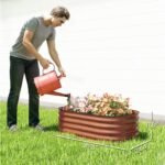3.4' x 2' x 1' Galvanized Raised Garden Bed Kit, Metal Planter Box with Safety Edging, Brown - Image 3