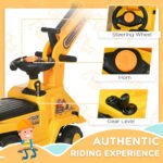 2-in-1 Kids Ride-On Excavator Digger Tractor with Pulling Cart - Image 7