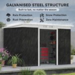 9' x 4' Metal Outdoor Storage Shed, Tool House with Double Lockable Doors for Backyard, Patio, Lawn, Garage, Dark Gray - Image 4