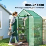 Greenhouse for Outdoors, Portable Greenhouse with 6 Shelves, UV-Resistant PE Cover, Roll-Up Door, Green - Image 6