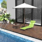 Folding Chaise Lounge Pool Chairs, Outdoor Sun Tanning Chairs with Pillow, Reclining Back, Steel Frame & Breathable Mesh for Beach, Yard, Patio, Green - Image 2