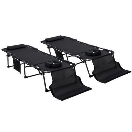 2 Piece Folding Chaise Lounge Pool Chairs