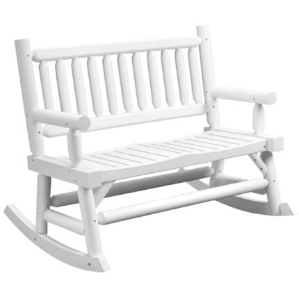 2-Person Wood Rocking Chair with Log Design