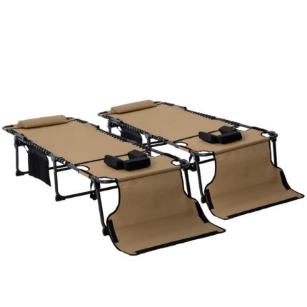 2 Piece Folding Chaise Lounge Pool Chairs