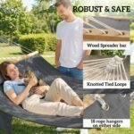 Outdoor Hammock 2-Person, with Pillow & Pad, 440 lbs Capacity, Gray - Image 6