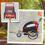 2-Seat Elite 360 Swivel Bike Trailer for Kids Bicycle Cargo Trailer with Water-Resistant Windows, Black and Red - Image 3