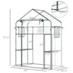 Outdoor Walk-in Mini Greenhouse with Mesh Door & Windows, Small Portable Garden Green House with 3 Tiers 6 Shelves, Trellis, & Plant Labels - Image 3
