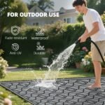 Reversible Outdoor Rug, Waterproof Plastic Straw with Carry Bag, 9' x 18', Black & Gray Lantern - Image 6