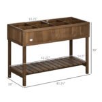 Wooden Raised Garden Bed, Elevated Planter Box Stand with 8 Slots and Open Shelf, Dark Brown - Image 3