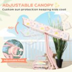 Kids Patio Swing Chair with Adjustable Canopy, Safety Belt for Patio, Garden, Poolside, Balcony, Pink - Image 5