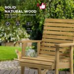 Wooden Outdoor Rocking Chair, Traditional Slatted Wood Rocker Chair with Armrests and High Backrest for Indoor & Outdoor, Light Brown - Image 4