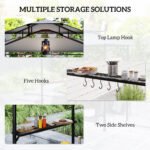 8' x 7.6' Outdoor Grill Gazebo, Barbecue Gazebo Shelter with Side Awning, 2 Side Shelves and 6 Hooks - Image 6