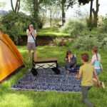 Reversible Outdoor Rug, Waterproof Plastic Straw with Carry Bag, 8' x 10', Blue & White Geometric - Image 2